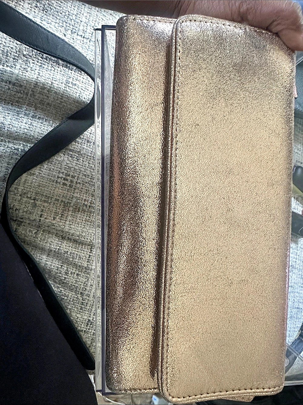 ALDO Metallic Chain Clutch in Rose Gold